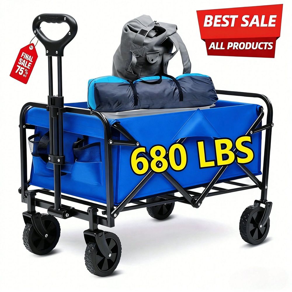 Outdoor Camping Shop - Chariot pliable tout-terrain robuste de 450