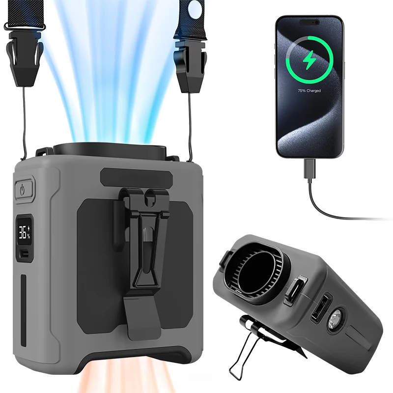 Outdoor Camping Ventilator - Éclairage LED suspendu au cou, vent