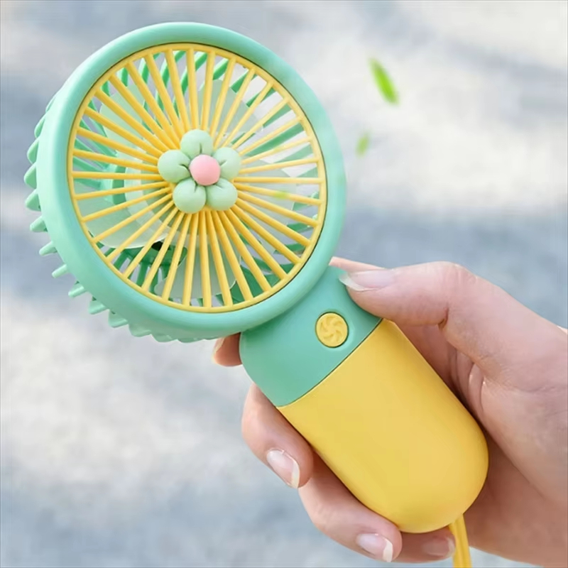 Outdoor Camping Ventilator - Petit ventilateur USB rechargeable avec cordon,