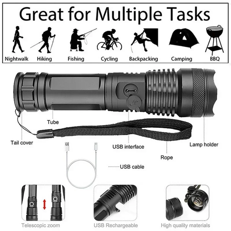 Lampe de poche LED haute puiss - Outdoor Camping Decor avis et prix